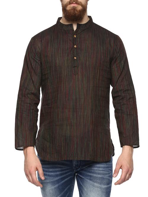 brown cotton short kurta - 13938638 - Very Small Image - 1