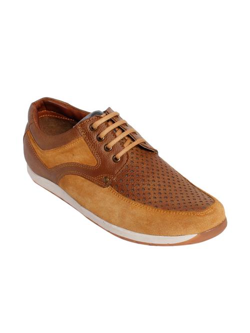 Tan Leatherette Lace Up Shoe - 13940950 - Very Small Image - 1