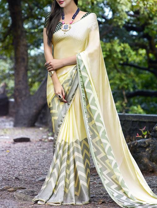 chevron printed saree - 13948696 - Very Small Image - 1