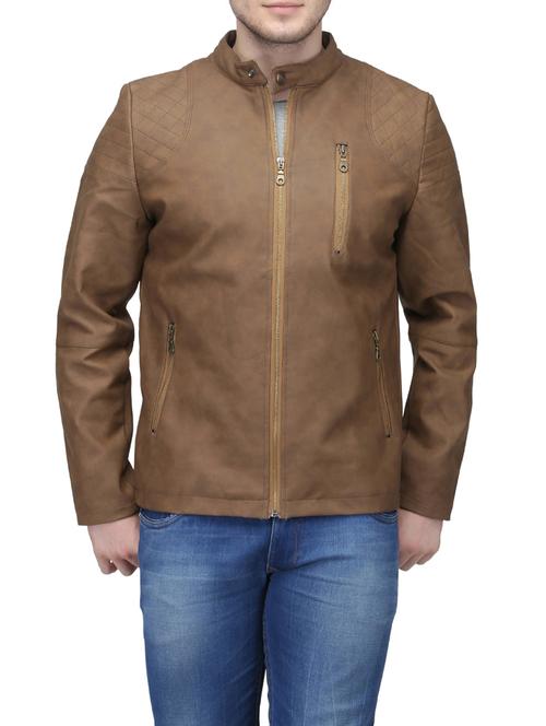brown leather biker jacket - 13998168 - Very Small Image - 1