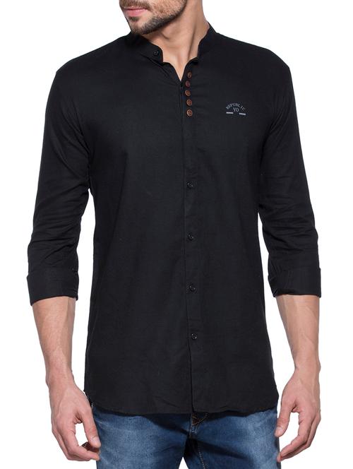 black cotton casual shirt - 14000145 - Very Small Image - 1