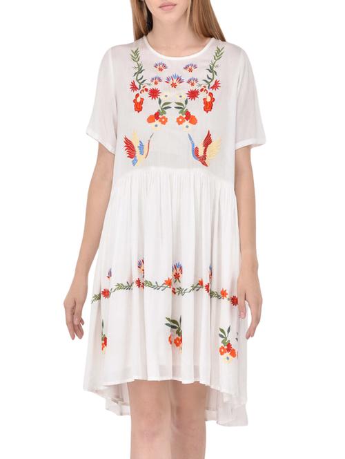 white rayon aline dress - 14001029 - Very Small Image - 1