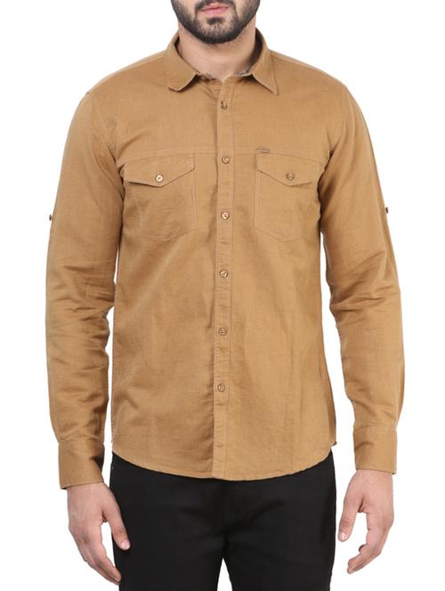 brown cotton casual shirt - 14039270 - Very Small Image - 1