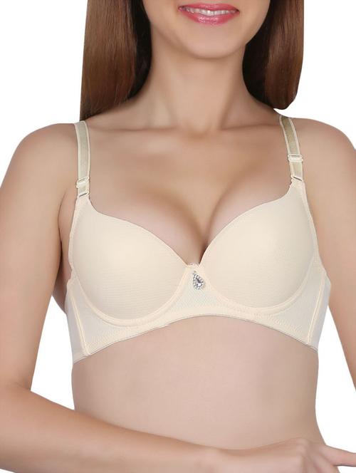 solid beige push up bra - 14065113 - Very Small Image - 1