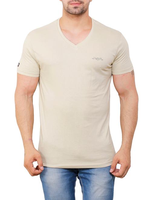 beige cotton t-shirt - 14066139 - Very Small Image - 1
