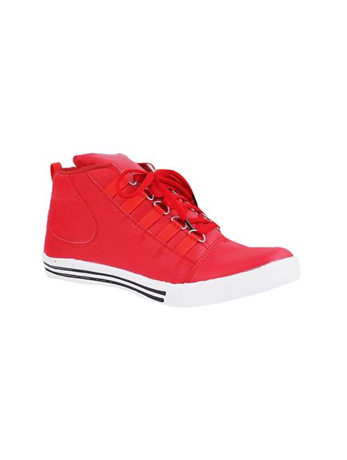 red leatherette lace up sneaker - 14073296 - Very Small Image - 1