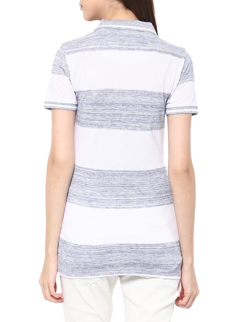 women's color block polo neck t-shirt - 14082142 - Standard Image - 2