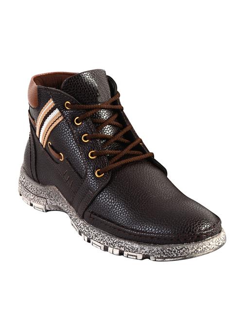 brown leatherette low ankle boot - 14086891 - Very Small Image - 1