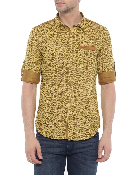 yellow cotton casual shirt - 14093861 - Very Small Image - 1