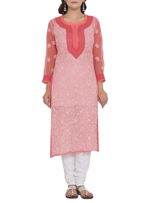 ada pink georgette straight kurta - 14117959 - Very Small Image - 1