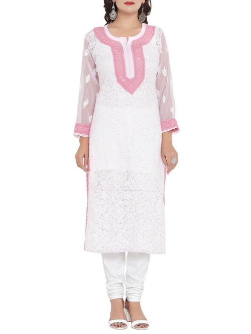 ada pink georgette straight kurta - 14117973 - Very Small Image - 1