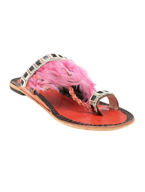 pink one toe  kolhapuri - 14124309 - Very Small Image - 1