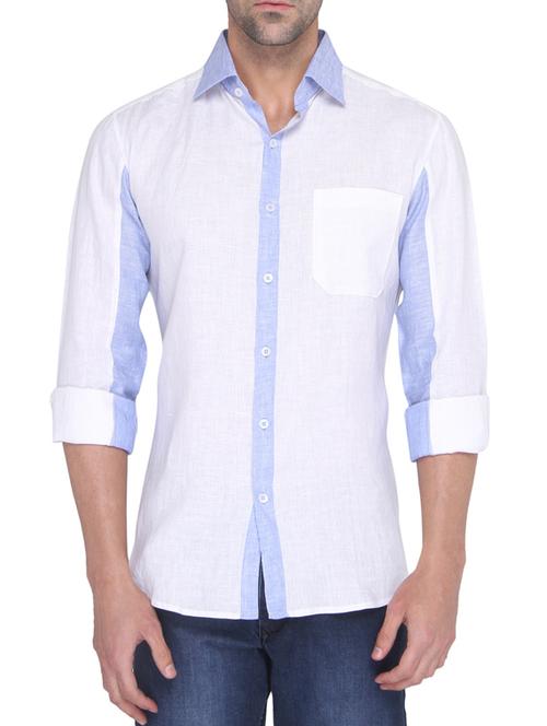 white linen casual shirt - 14124378 - Very Small Image - 1