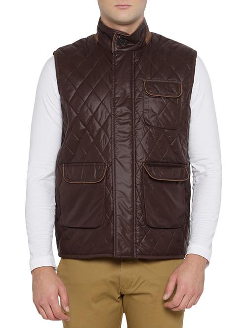 brown polyester casual jacket - 14126536 - Very Small Image - 1