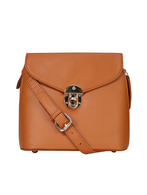 tan leatherette  regular sling bag - 14143232 - Very Small Image - 1