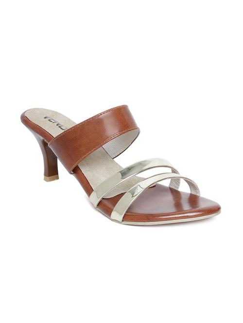 tan faux leather slip on sandals - 14150492 - Very Small Image - 1