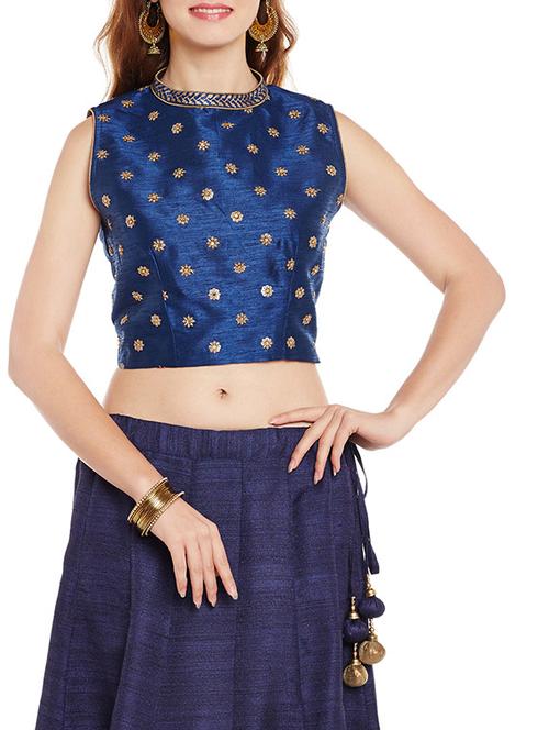 blue embroidered blouse - 14152441 - Very Small Image - 1