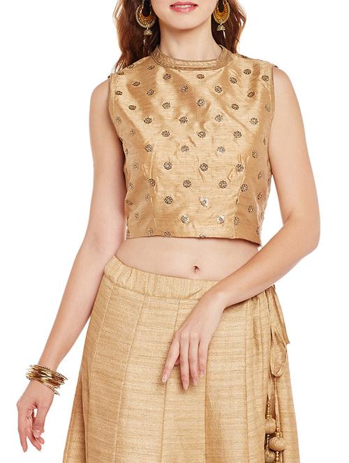 beige embellished stitched blouse - 14152443 - Very Small Image - 1