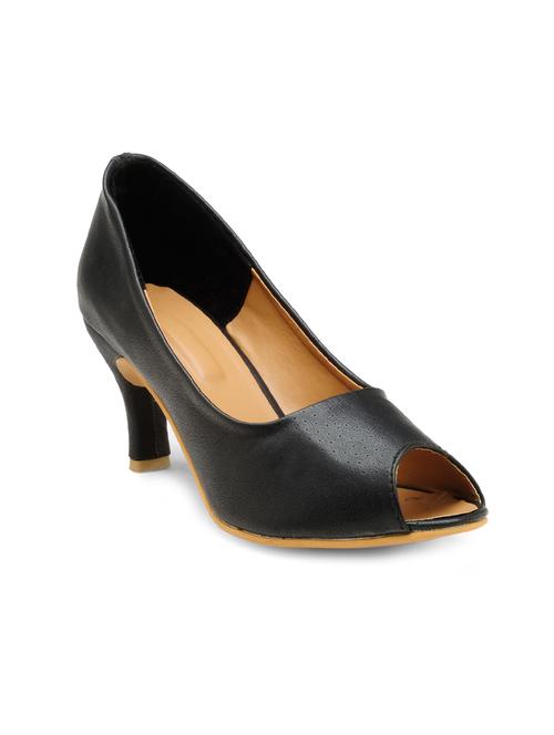 black faux leather slip on sandals - 14152583 - Very Small Image - 1