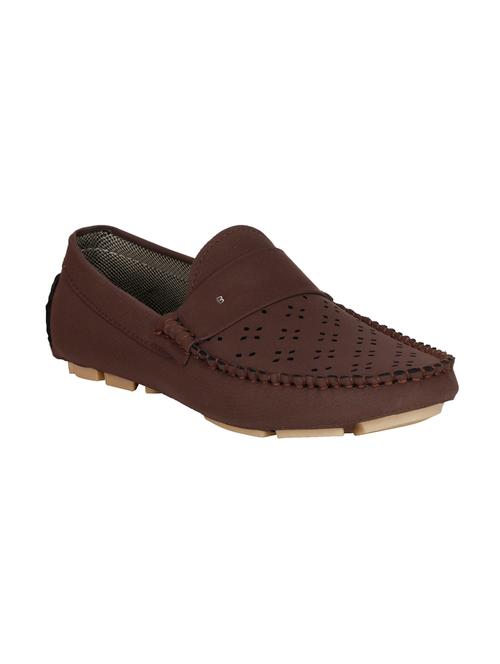 brown leatherette slip on loafer - 14152849 - Very Small Image - 1