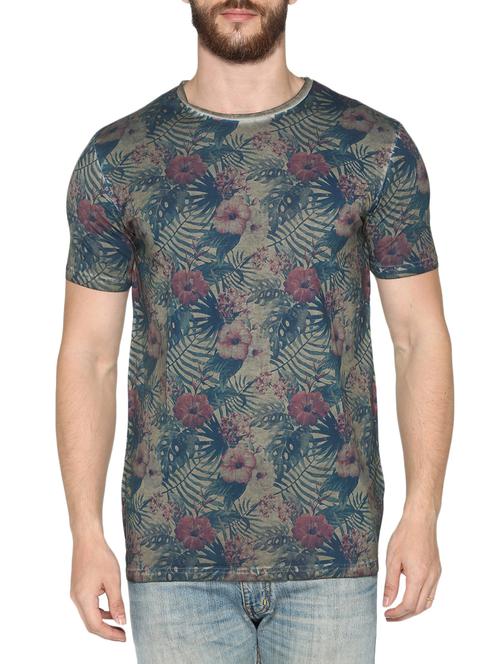 grey cotton all over print tshirt - 14157449 - Very Small Image - 1