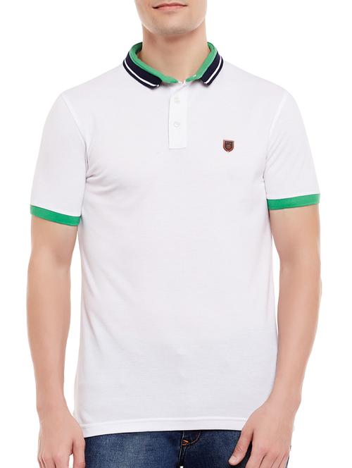 white cotton polo t-shirt - 14161621 - Very Small Image - 1