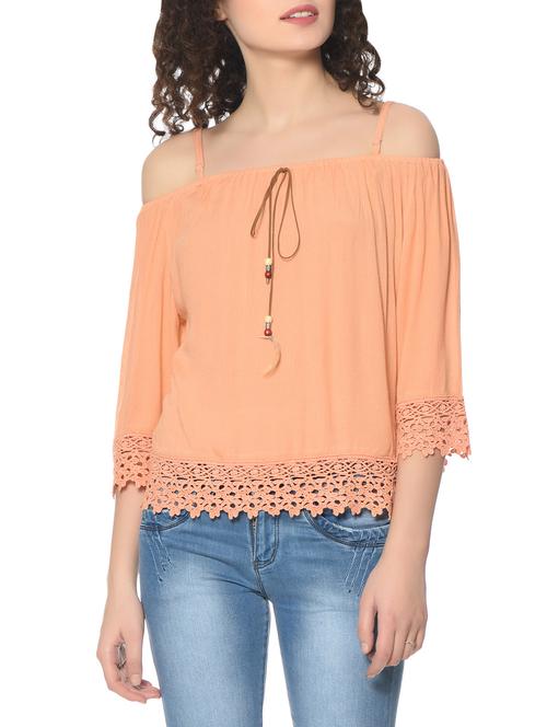 orange rayon cami neck top - 14161940 - Very Small Image - 1