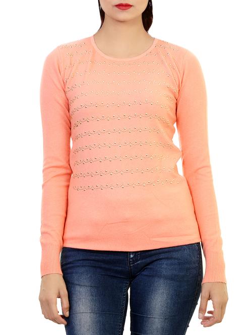 peach woolen casual pullover - 14169373 - Very Small Image - 1