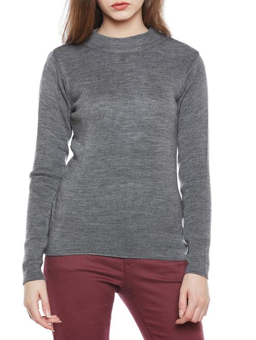 solid grey woolen pullover - 14173084 - Very Small Image - 1