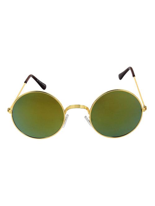 golden frame green shade round sunglasses for men - 14174719 - Very Small Image - 1