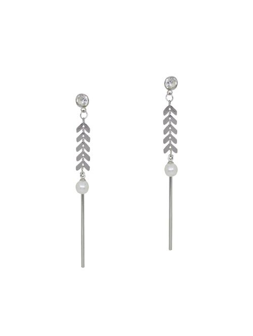 silver metal drop earrings - 14176451 - Very Small Image - 1