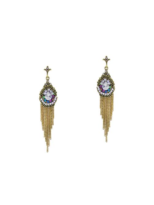 gold metal drop earrings - 14177575 - Very Small Image - 1