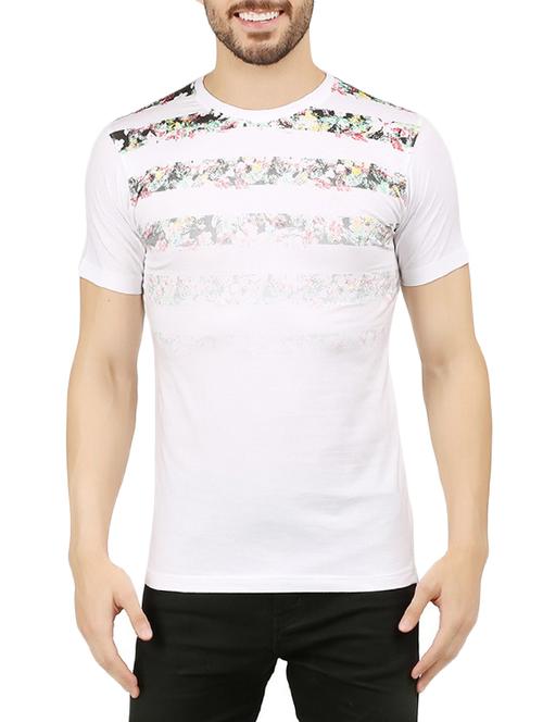 white cotton chest print t-shirt - 14179501 - Very Small Image - 1