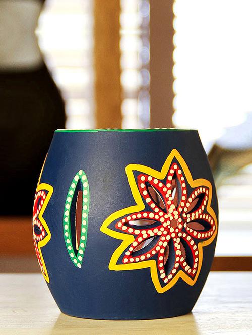 'the glowing barrel' hand-painted votive in terracotta - 14180447 - Very Small Image - 1