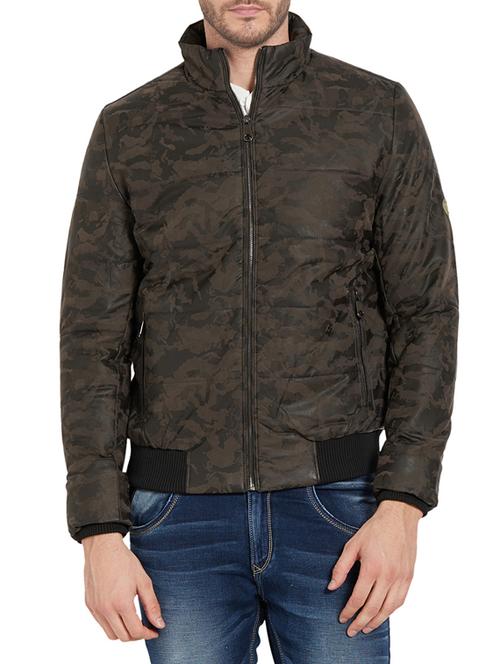 brown leather puffer jacket - 14181630 - Very Small Image - 1