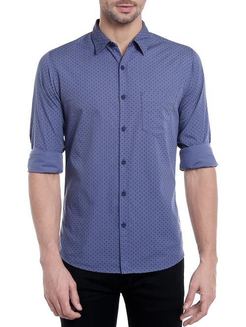 blue cotton casual shirt - 14191581 - Very Small Image - 1