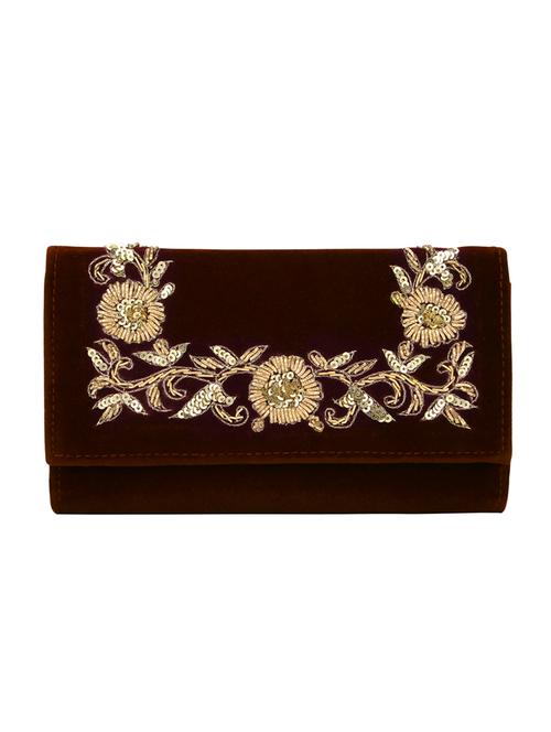 wine velvet envelope clutch - 14191818 - Very Small Image - 1