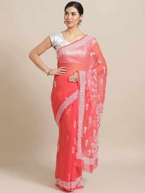 ada pink chikankari saree - 14196083 - Very Small Image - 1