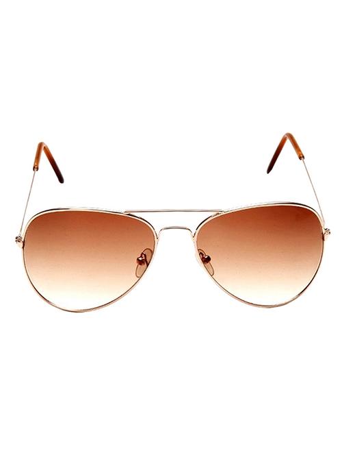 golden frame brown shade uv protected aviator sunglasses (unisex) - 14204505 - Very Small Image - 1