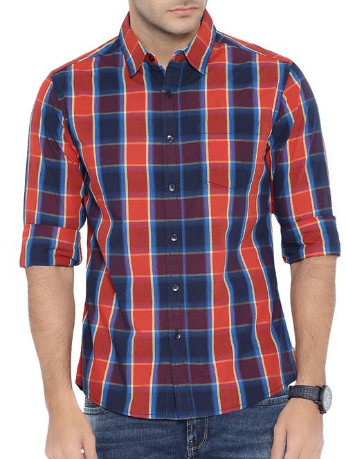red cotton blend casual shirt - 14207685 - Very Small Image - 1
