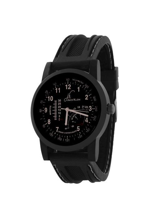 jack klein fully black dial silicone strap wrist watch for men - 14207730 - Very Small Image - 1