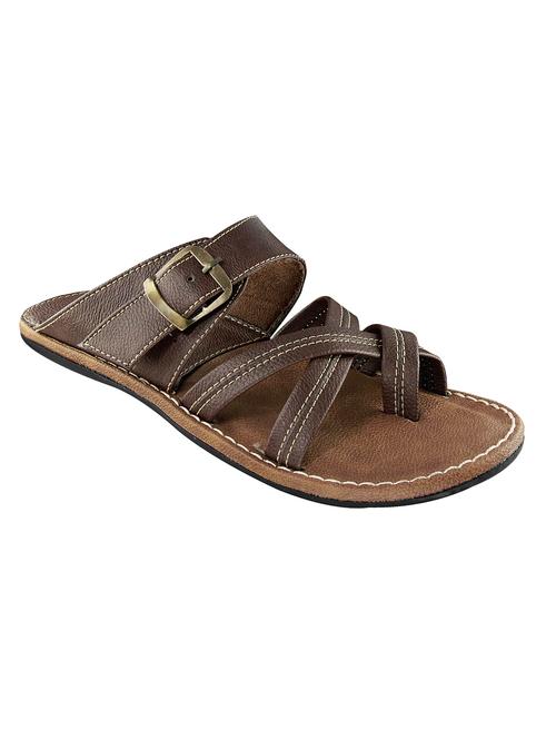 brown Leather slip on slipper - 14213405 - Very Small Image - 1