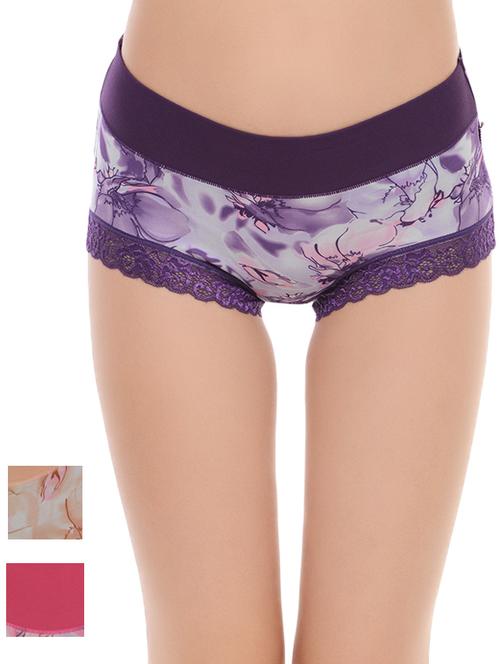 set of 3 multicolored printed nylon panties - 14214517 - Very Small Image - 1