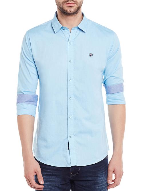 blue cotton casual shirt - 14215328 - Very Small Image - 1