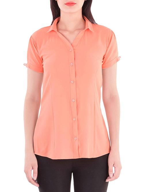 orange georgette casual shirt - 14216670 - Very Small Image - 1