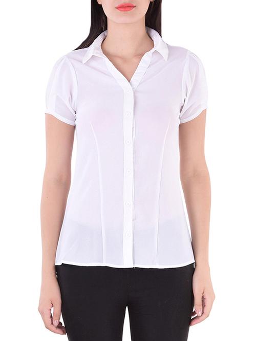 white georgette casual shirt - 14216673 - Very Small Image - 1