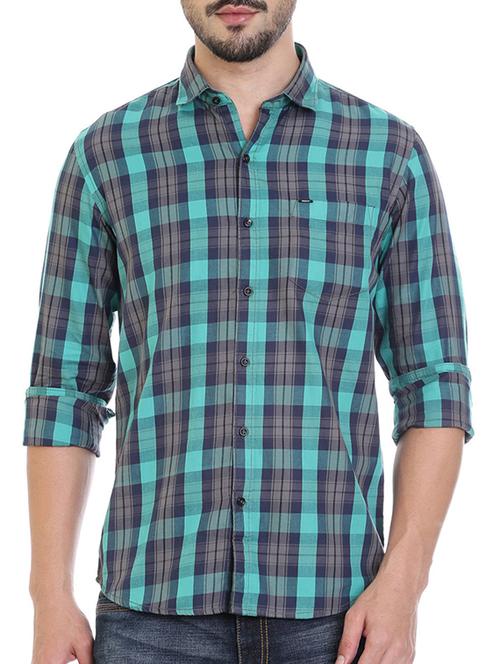 blue cotton casual shirt - 14220690 - Very Small Image - 1