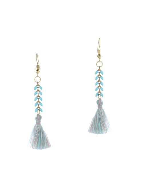 blue colored brass drop earrings - 14221776 - Very Small Image - 1