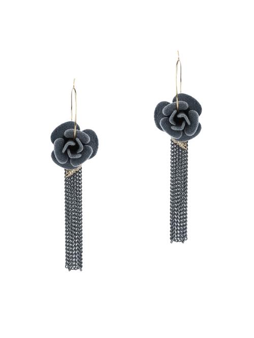 grey colored brass drop earrings - 14221785 - Very Small Image - 1