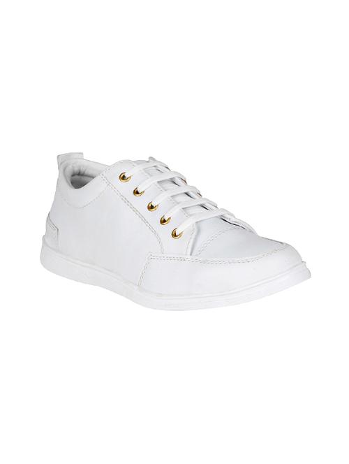 white leatherette lace up sneaker - 14224350 - Very Small Image - 1